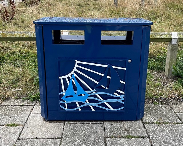 Bespoke Blue Litter Bin in Blyth