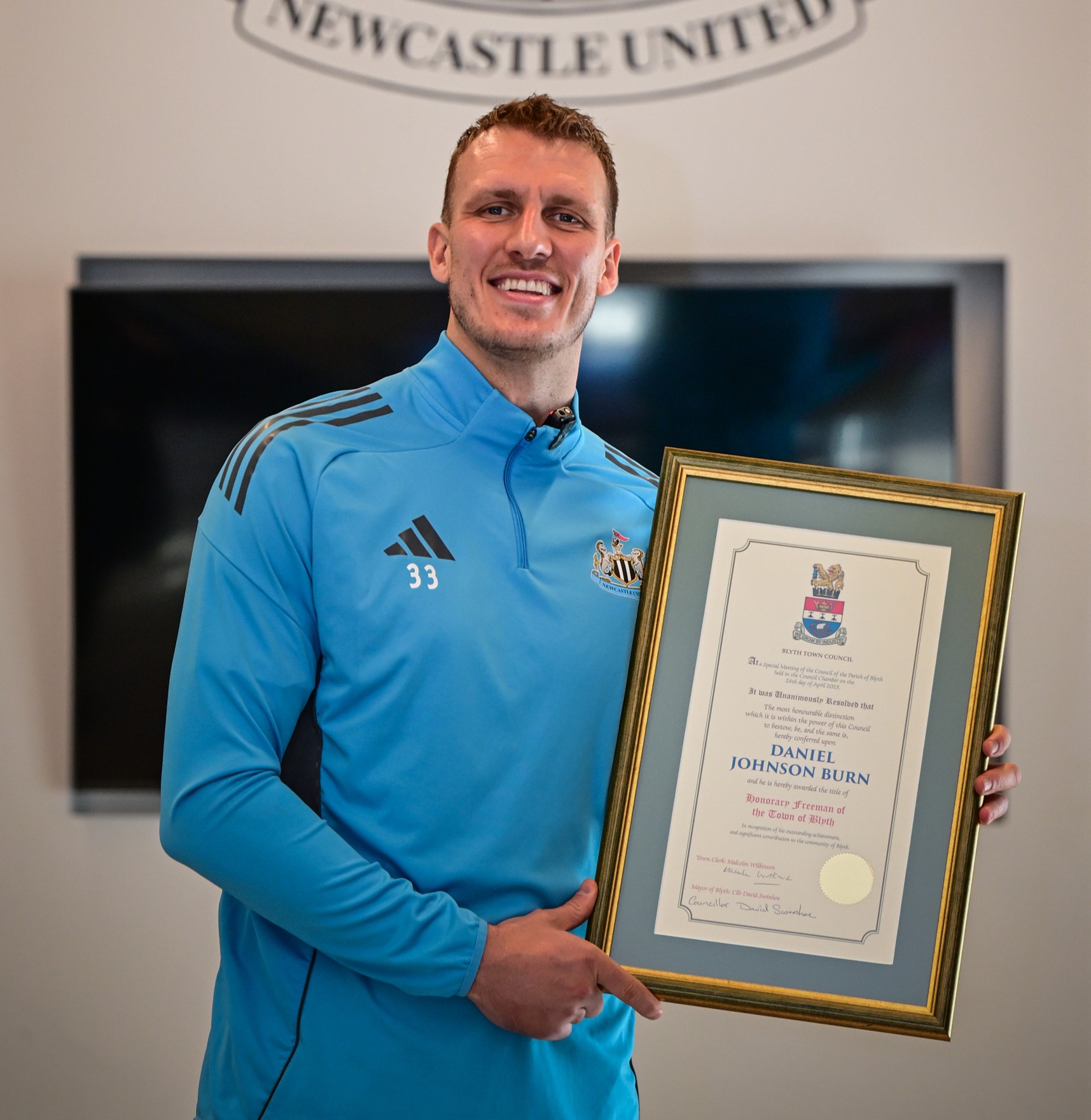 Blyth Town Council Presents Freedom of Blyth to Local Hero Dan Burn